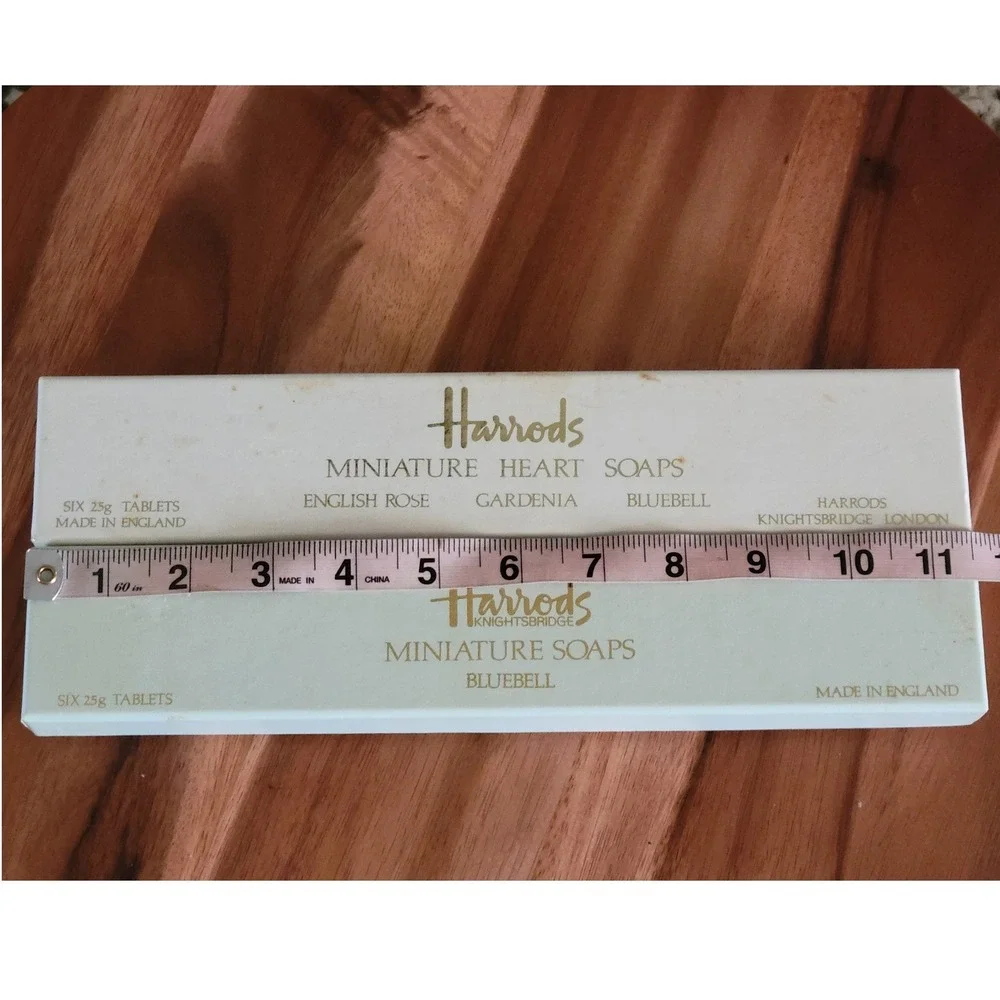 Harrods Miniature Soap 2-Sets 12 Bars Heart Rose Green Floral Made in England